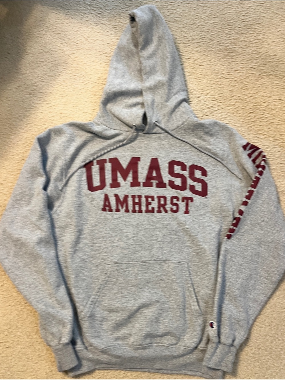 Champion Gray Hoodie - Maroon UMass Amherst